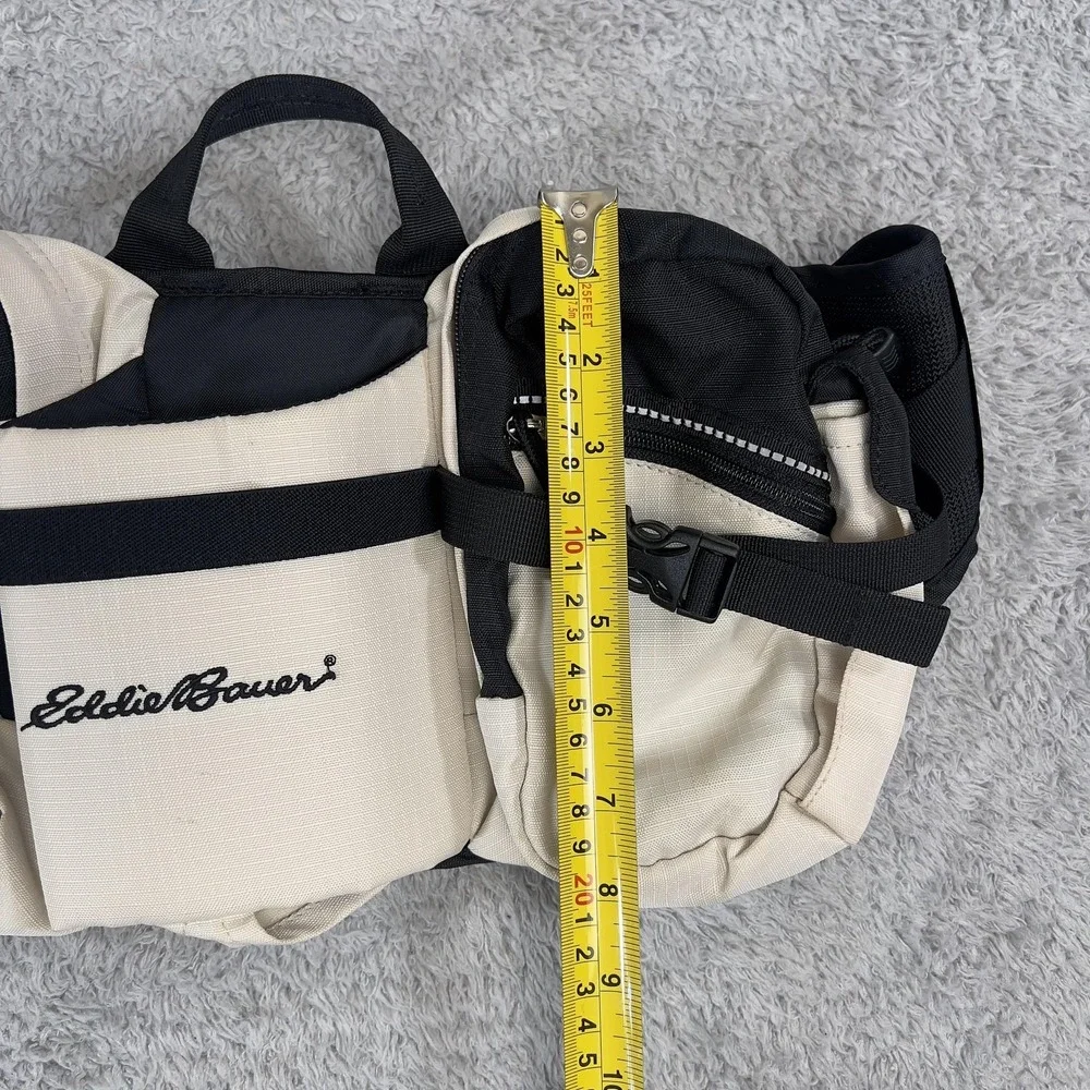 Eddie Bauer Hydration Bag Large Black White Canvas Outdoor Fanny Pack Hiking